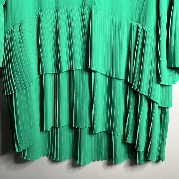 Zara Woman Green Tunic With Pleated Tiered Bottom Size Small - Picture 4 of 8